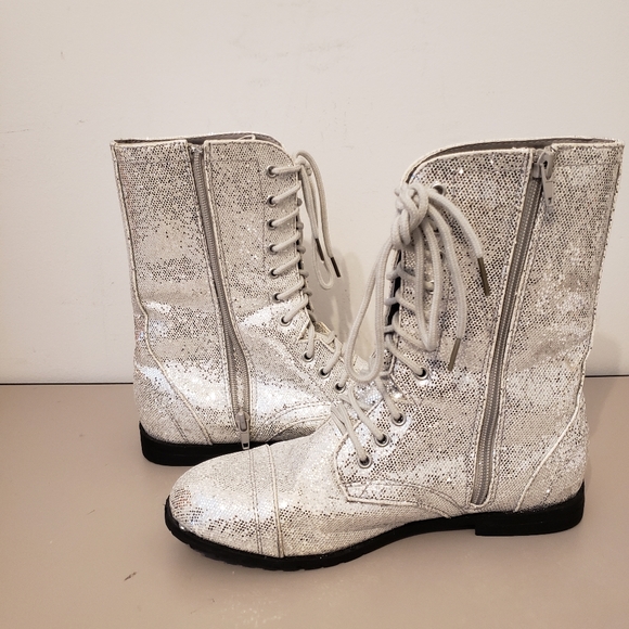 LIKE NEW BALERA SEQUIN ZIP UP SIDE COMBAT BOOTS 25.00 SIZE 7 OFFER - Picture 5 of 8